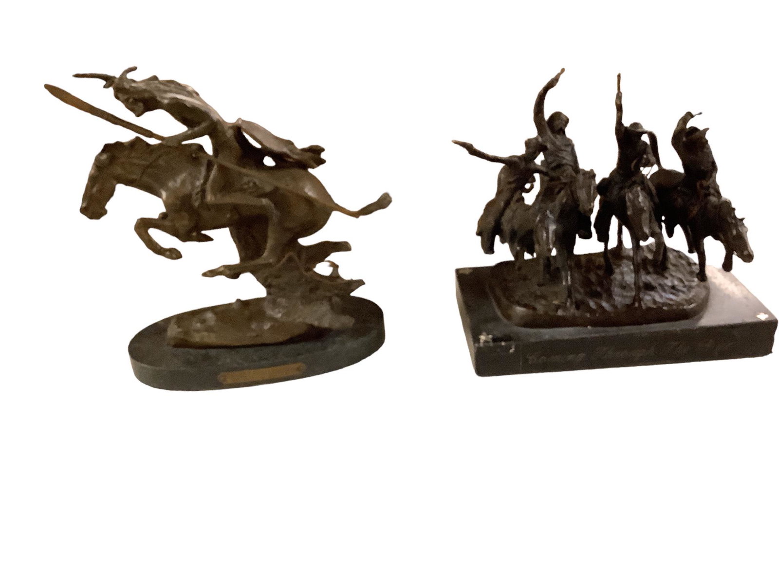 Bronze Sculptures by Frederic Remington The Cheyenne and Coming thru the Rye.: Bronze Sculptures by Frederic Remington The Cheyenne and Coming thru the Rye.