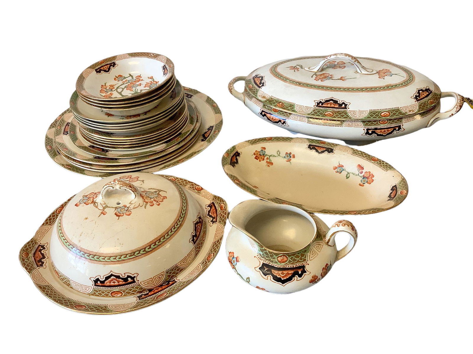 Lot of Myott Son & Co. England china including a 12" long covered server, 1 - 10" plate, 3 - 8" (1 of 3)