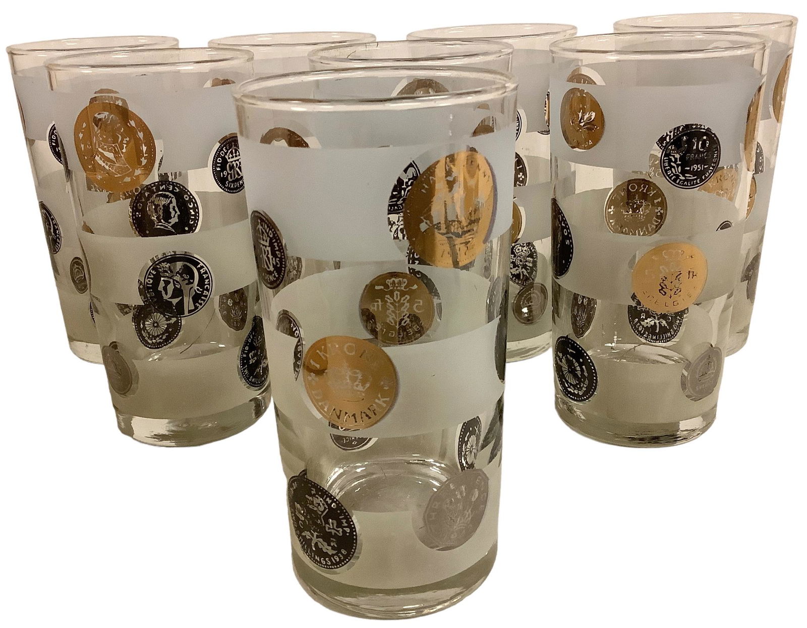 Party time glassware by Libby Set of (8) 12.5oz coin beverage glasses in original box (1 of 3)