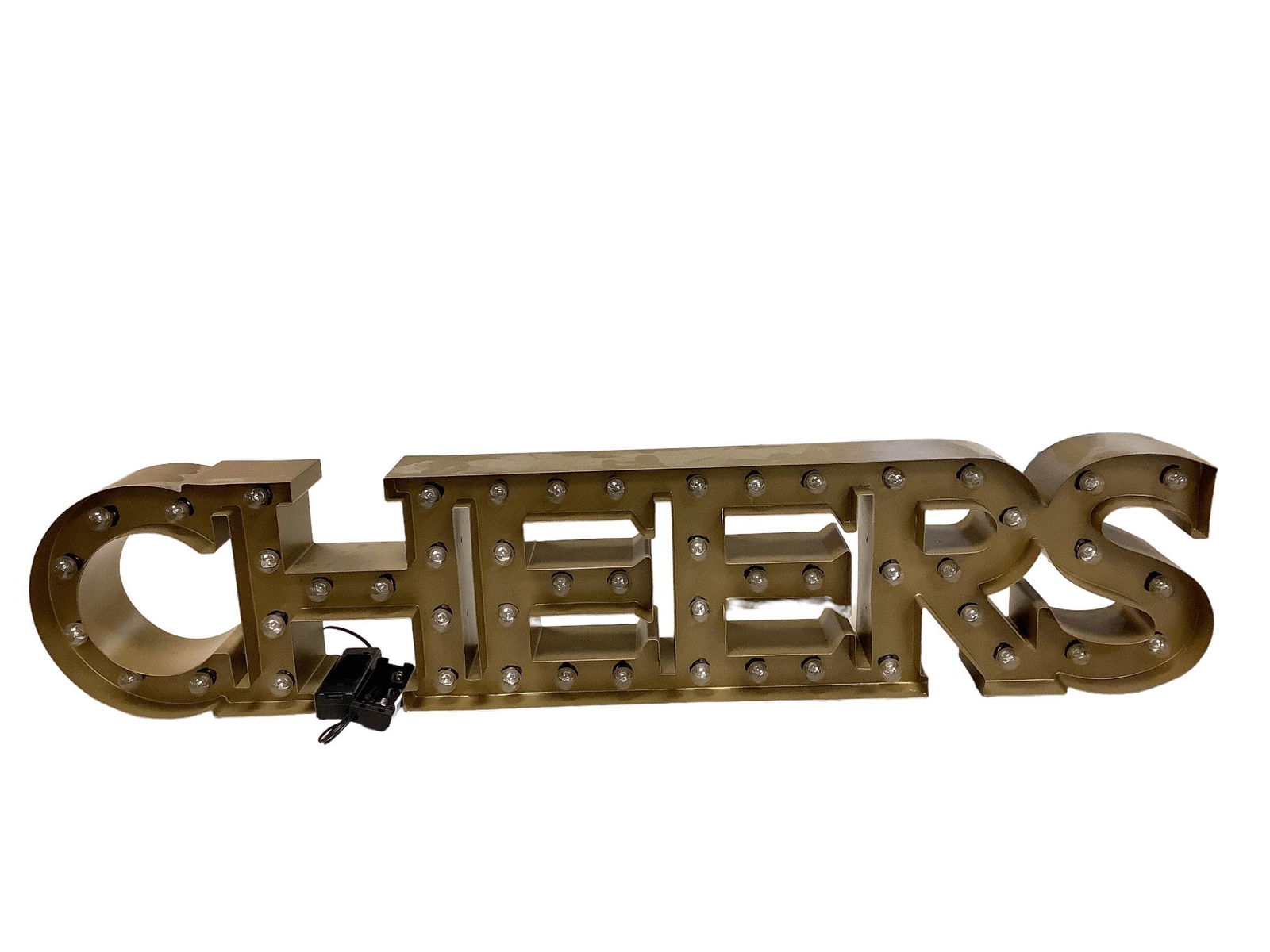 Metal framed lighted CHEERS sign. It is battery operated. The back of one battery box is missing.It (1 of 2)