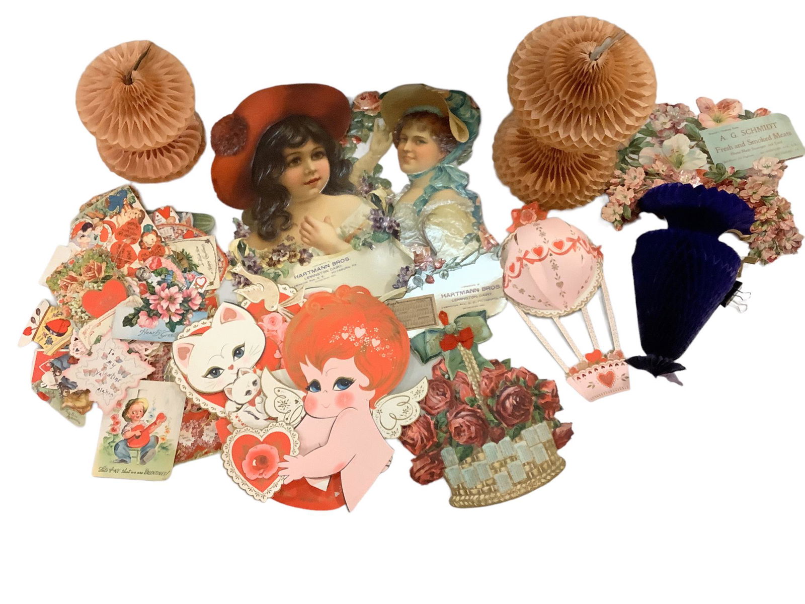 Large lot of vintage valentines in various condition, 2 embossed calendars one dated 1903 ( one is (1 of 1)