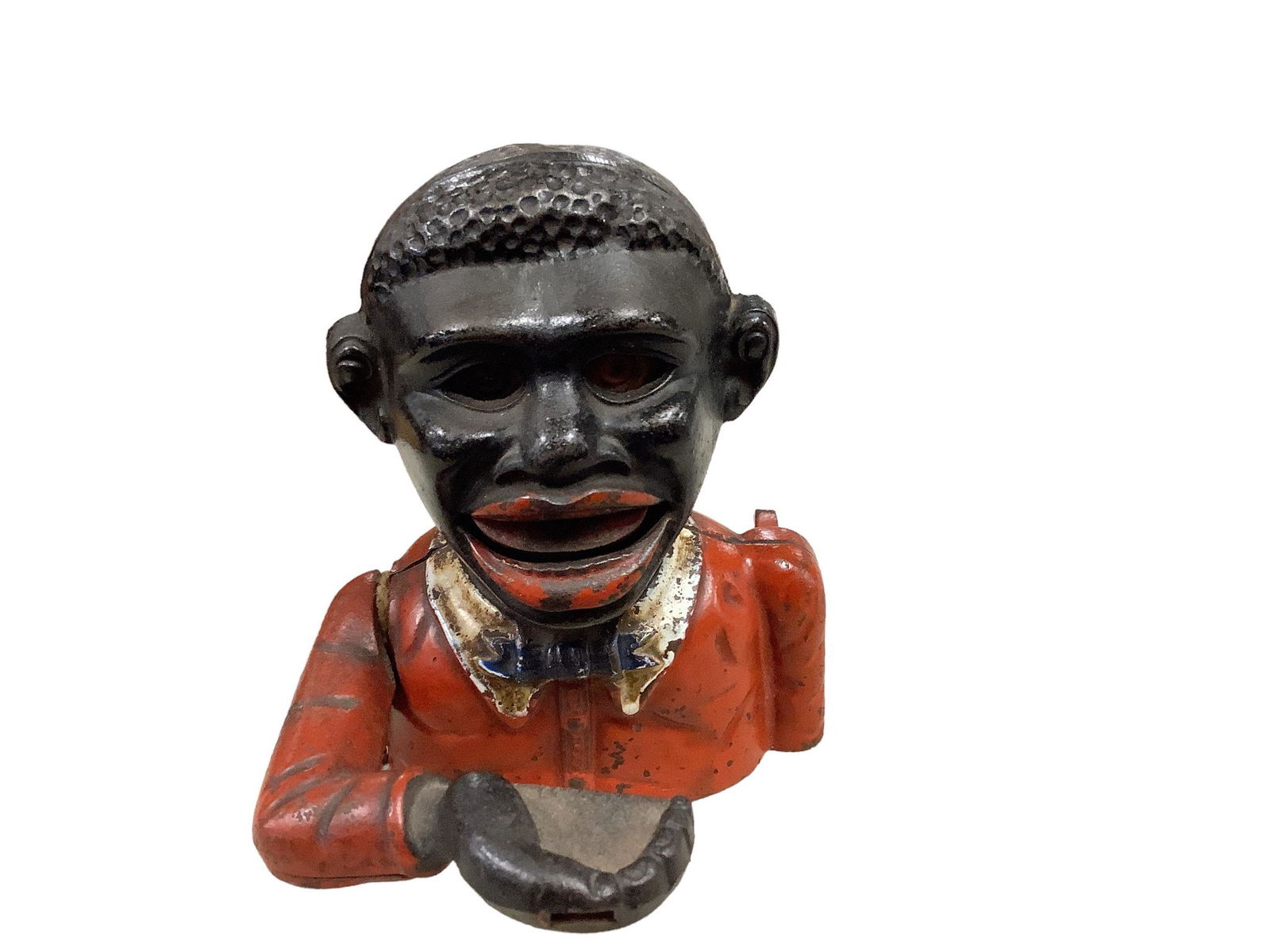 Mechanical Bank Antique Cast Iron. Little Joe Bank 5.5" tall. with key. (1 of 2)