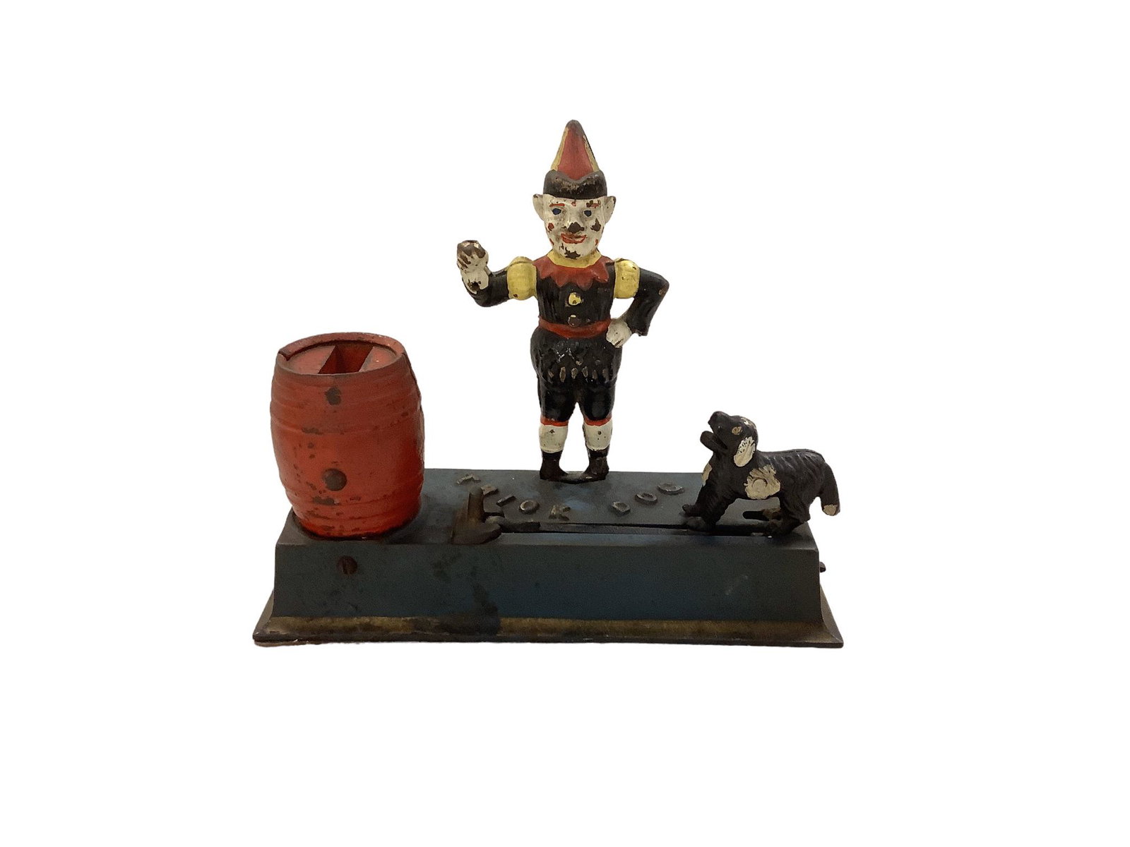 Cast iron trick dog mechanical bank measuring 8.5" long x 7" high (1 of 2)