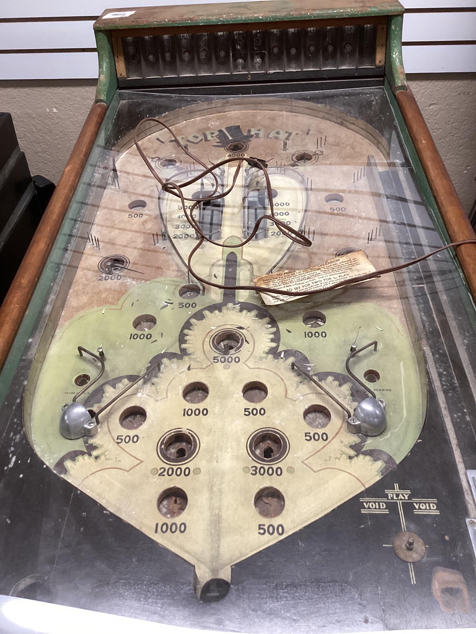 Old, vintage Arcade game called "Tophat" constructed of wood, possibly made by Chicago coin machine (1 of 4)