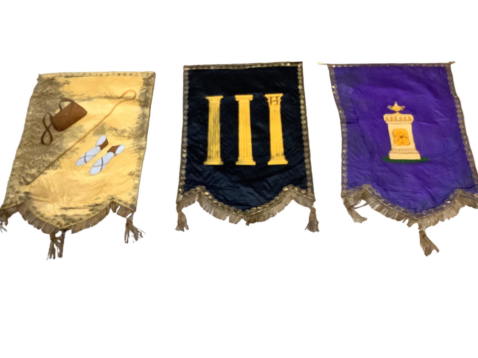 IOOF Lodge Banners. Three Degree Banners. Needs cleaned and some tears.: IOOF Lodge Banners. Three Degree Banners. Needs cleaned and some tears.
