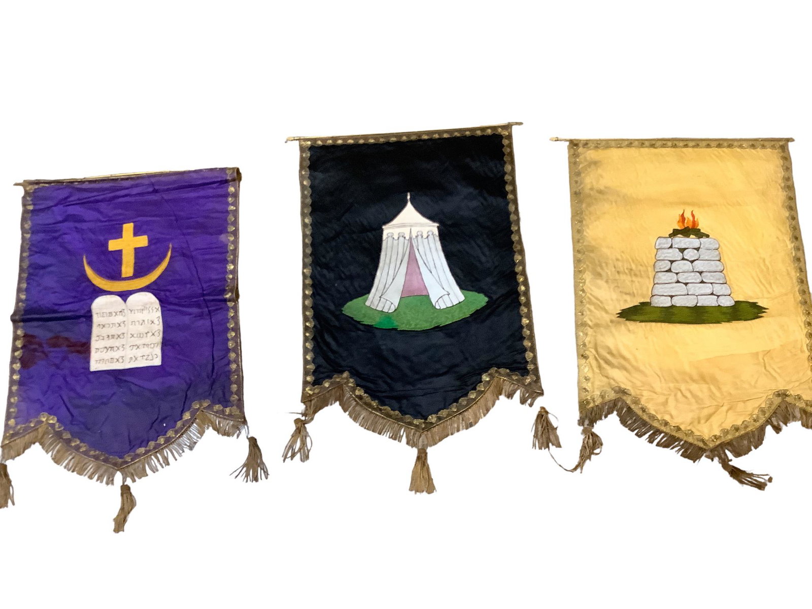 IOOF Lodge Banners. Three Degree Banners. Needs cleaned and some tears.: IOOF Lodge Banners. Three Degree Banners. Needs cleaned and some tears.