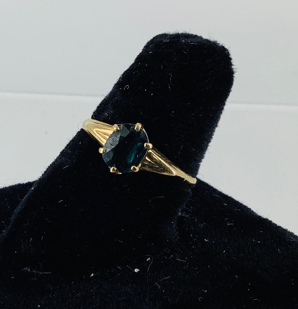 Vintage 14kt Gold Blue Tourmaline Solitaire Ring (1 of 5)