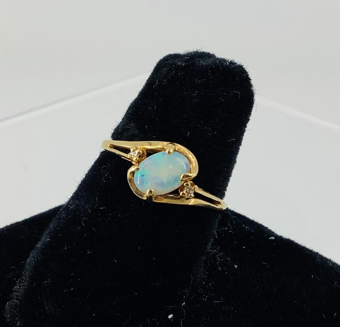 14kt Yellow Gold Opal & Diamond Ring (1 of 5)