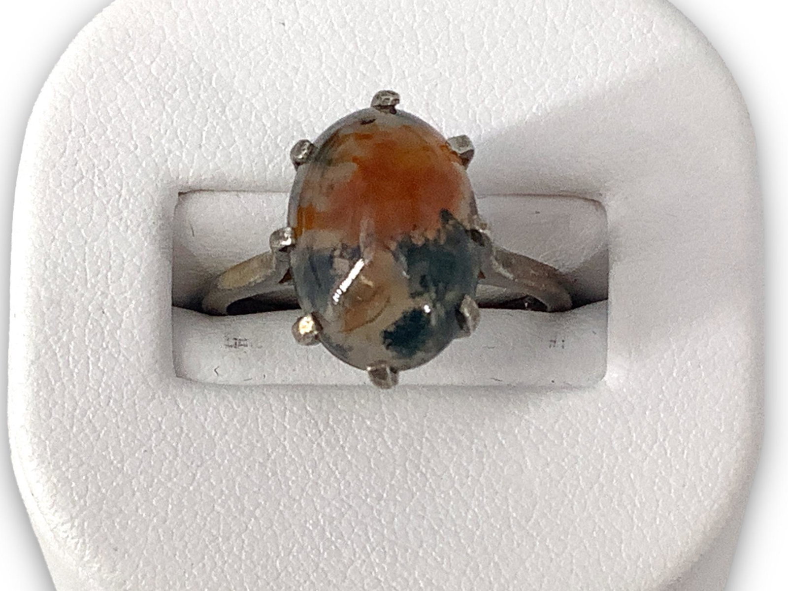 Vintage Sterling and Moss Agate Stone Ring (1 of 5)