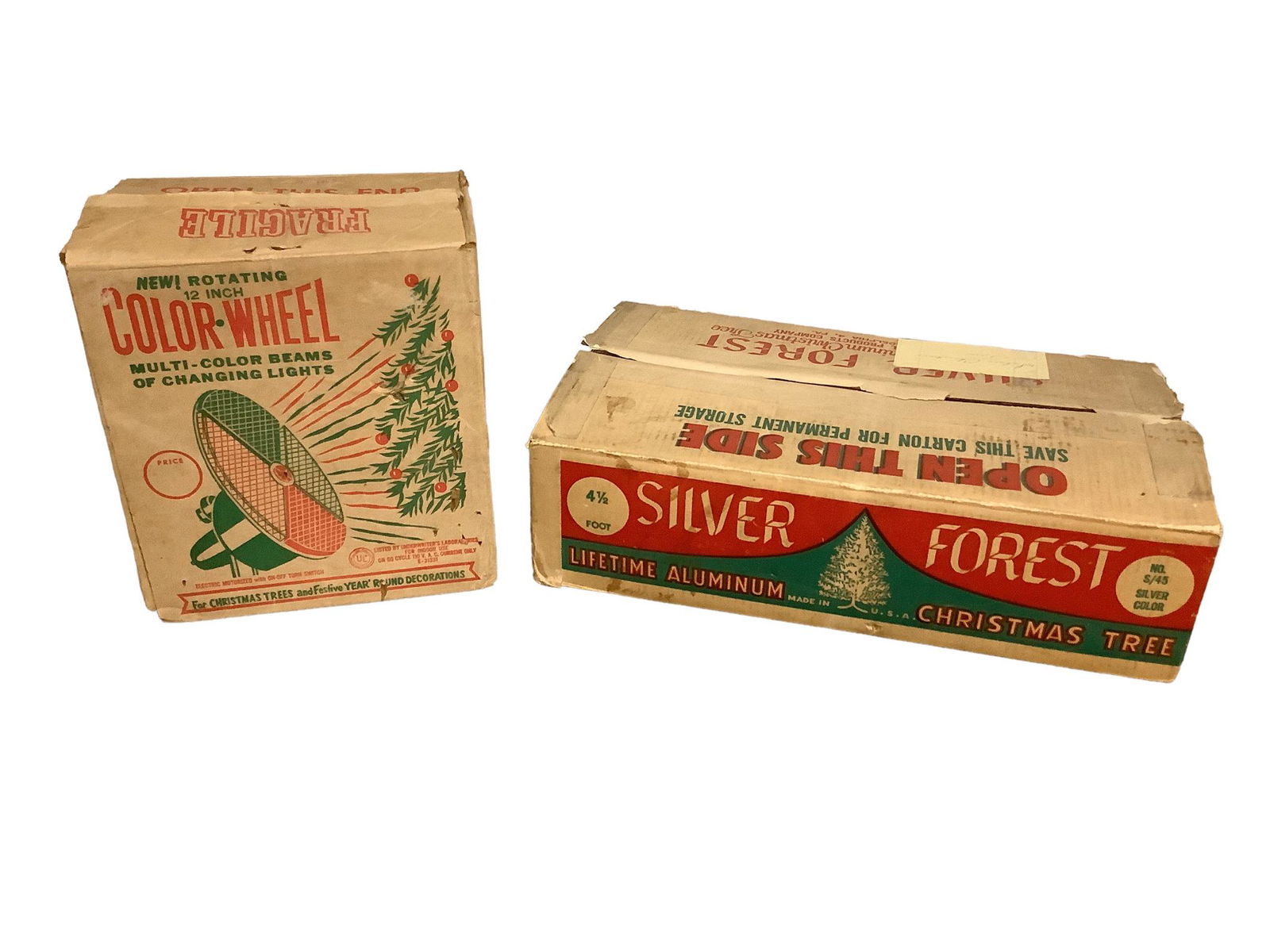 12" rotating color wheel and 4.5' Silver Forest aluminum Christmas tree. Working condition unknown (1 of 1)