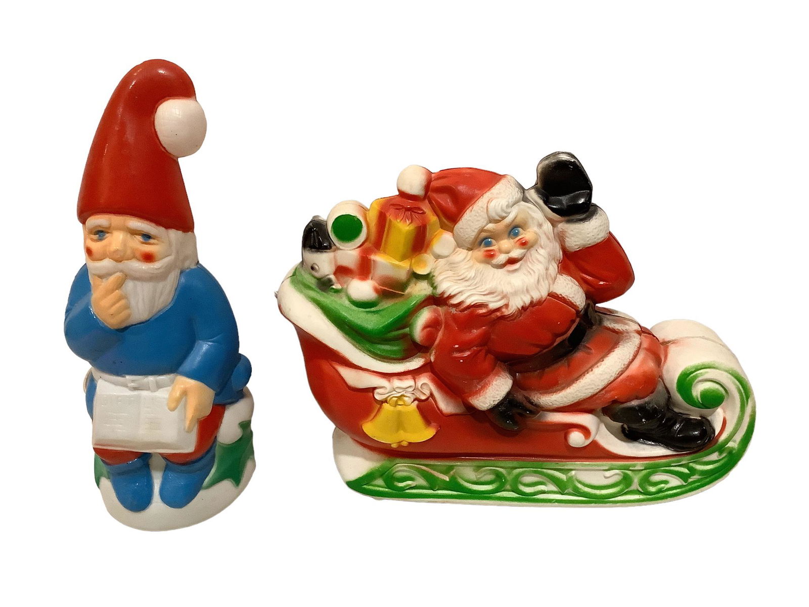 2 vintage Empire blow molds including a 12" elf or gnome with blue eyes shirt and shoes dated 1978. (1 of 2)