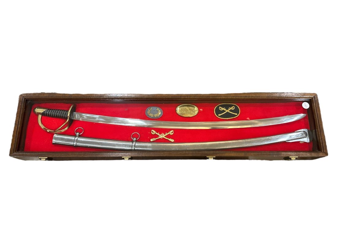 Civil war confederate sword in shadow box: Civil war confederate sword in shadow box