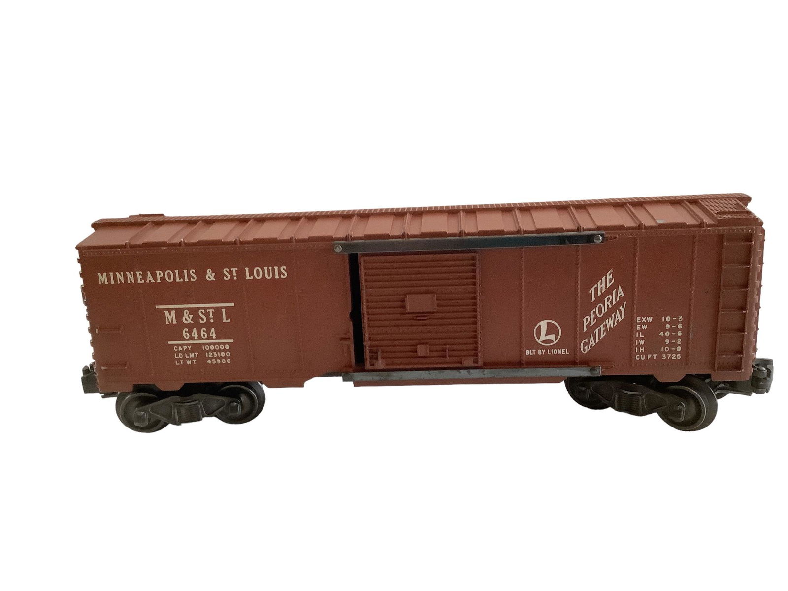 Lionel postwar 6464-525 boxcar, maroon with white lettering (1 of 1)