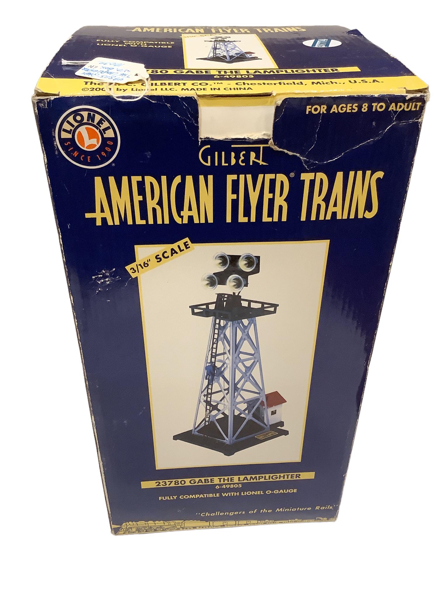 American Flyer post war "O" gauge #49805 Beacon Tower, Gabe the lamp lighter new in original box: American Flyer post war "O" gauge #49805 Beacon Tower, Gabe the lamp lighter new in original box
