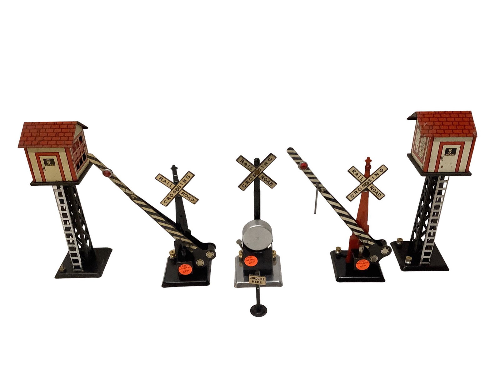 Marx Post War. Lot of accessories 5 , (2) 413a switchmans tower illuminated , 414 crossing bell( 2 ) (1 of 2)