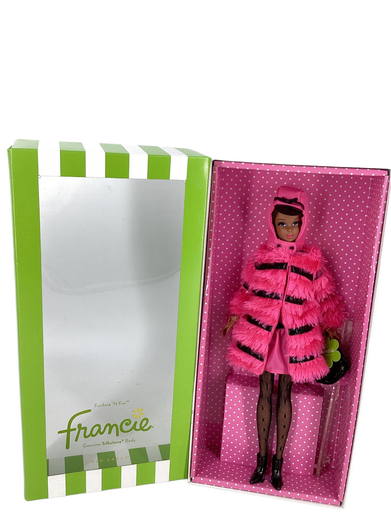 (1)FUCHSIA 'N FUR AFRICAN AMERICA FRANCIE (reproduction).Designed by Robert Best & is a Gold Label: (1)FUCHSIA 'N FUR AFRICAN AMERICA FRANCIE (reproduction).Designed by Robert Best & is a Gold Label with no more than 4,000 worldwide, AA Francie is a genuine silkstone body dressed in a hot pink mini