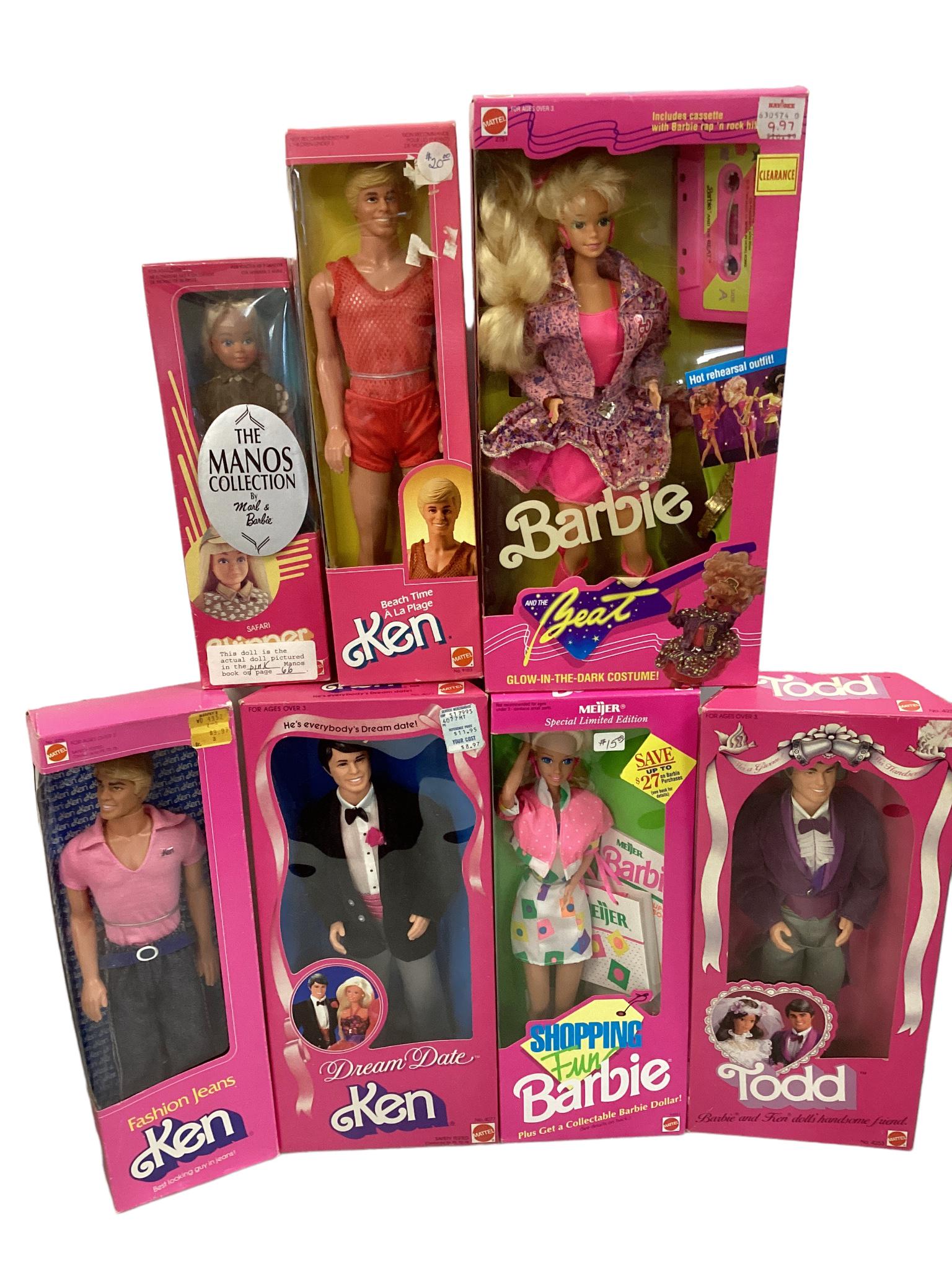 (1) Lot of (7) Barbies and friends including (1) FASHION JEANS KEN via 1981, He's got the hot (1 of 4)