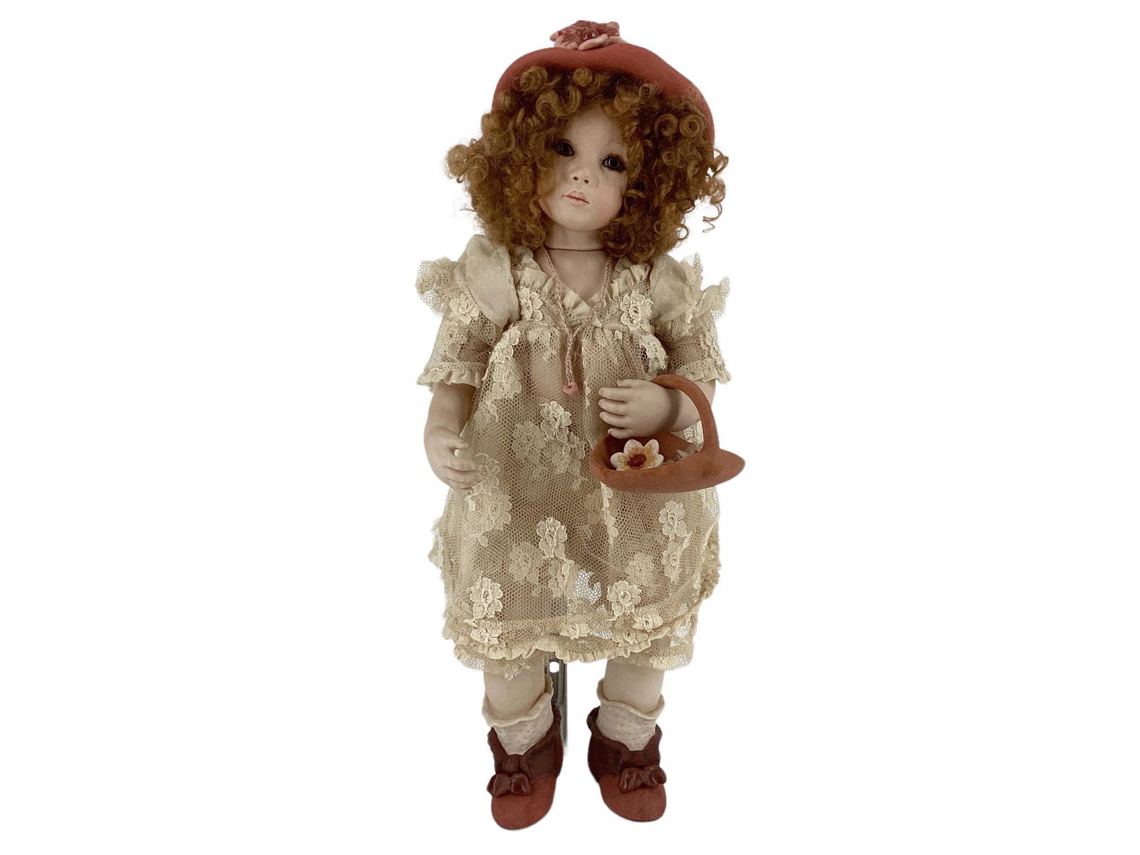Annette Himstedt "Klara". 15" porcelain swivel head on upper torso, arms and legs with molded and (1 of 3)