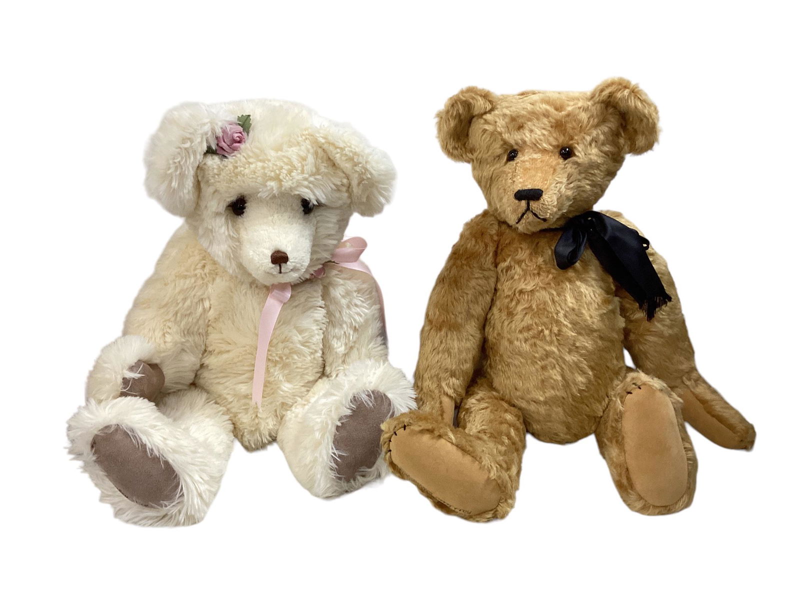 Collection of (2) artist bears including 19" Belle Hagerty (right foot signed), white mohair, pink (1 of 3)
