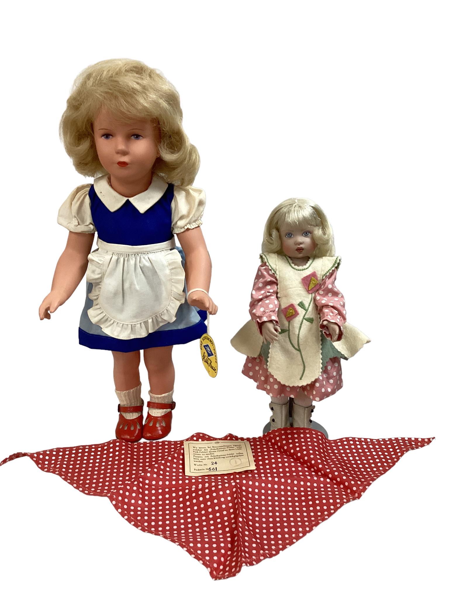 Pair of dolls including 11" hard plastic Helen Kish doll "Bitty Bethany" wearing a mauve polka dot (1 of 4)