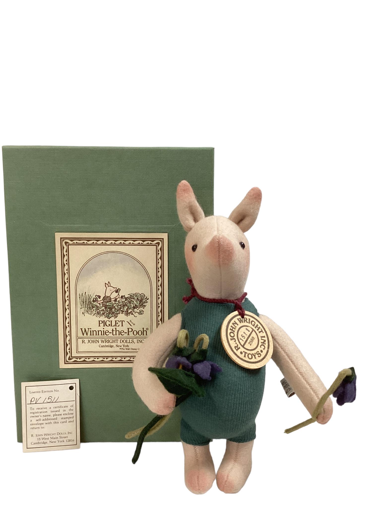 R. John Wright Winnie-the- Pooh 9" "Piglet" with original box. No.1511/2500.: R. John Wright Winnie-the- Pooh 9" "Piglet" with original box. No.1511/2500.