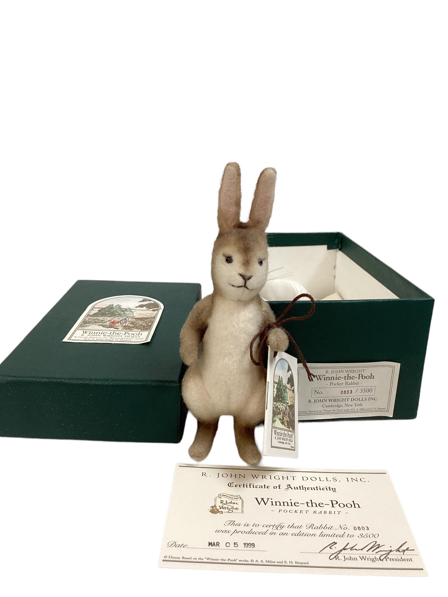 R. John Wright 1999 Winnie-the-Pooh 5 1/2" "Pocket Rabbit" with original box, COA. Limited edition (1 of 4)