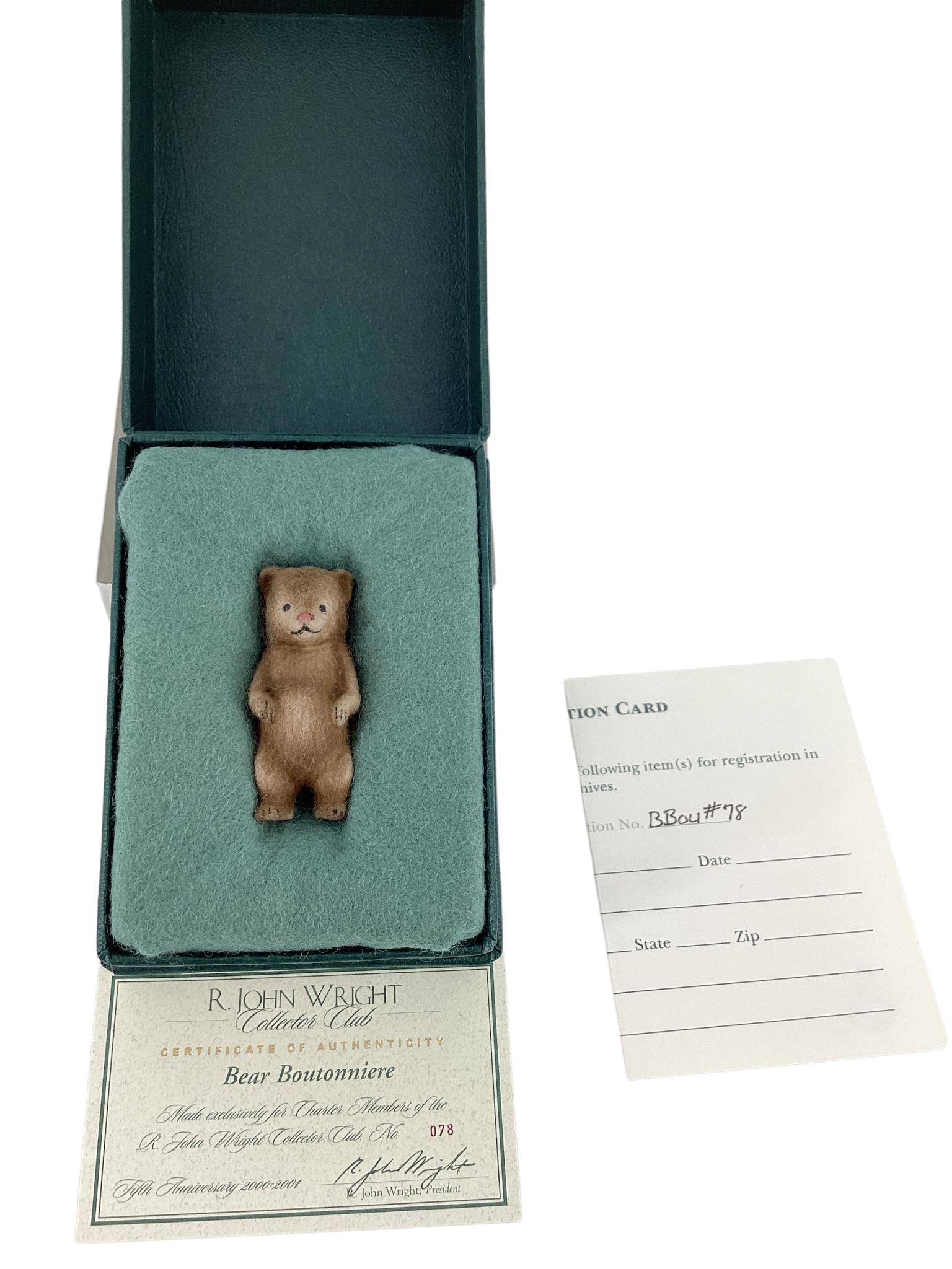 R. John Wright Bear Boutonniere. 1 7/8" wool felt bear made exclusively for the Charter Members of (1 of 3)