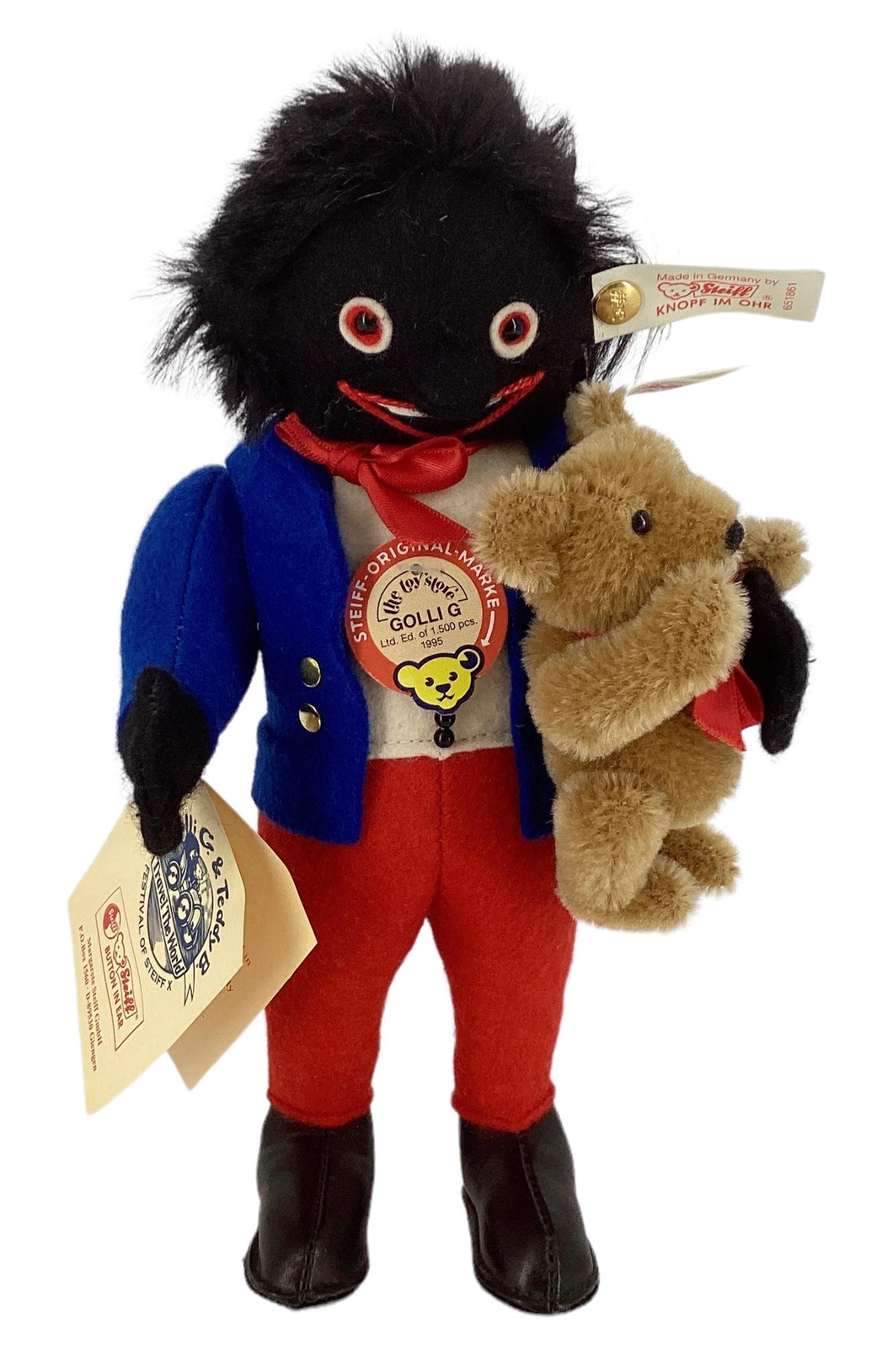 Steiff 9" doll holding a teddy bear. Doll was first introduced in the Florence Upton book and teddy (1 of 2)