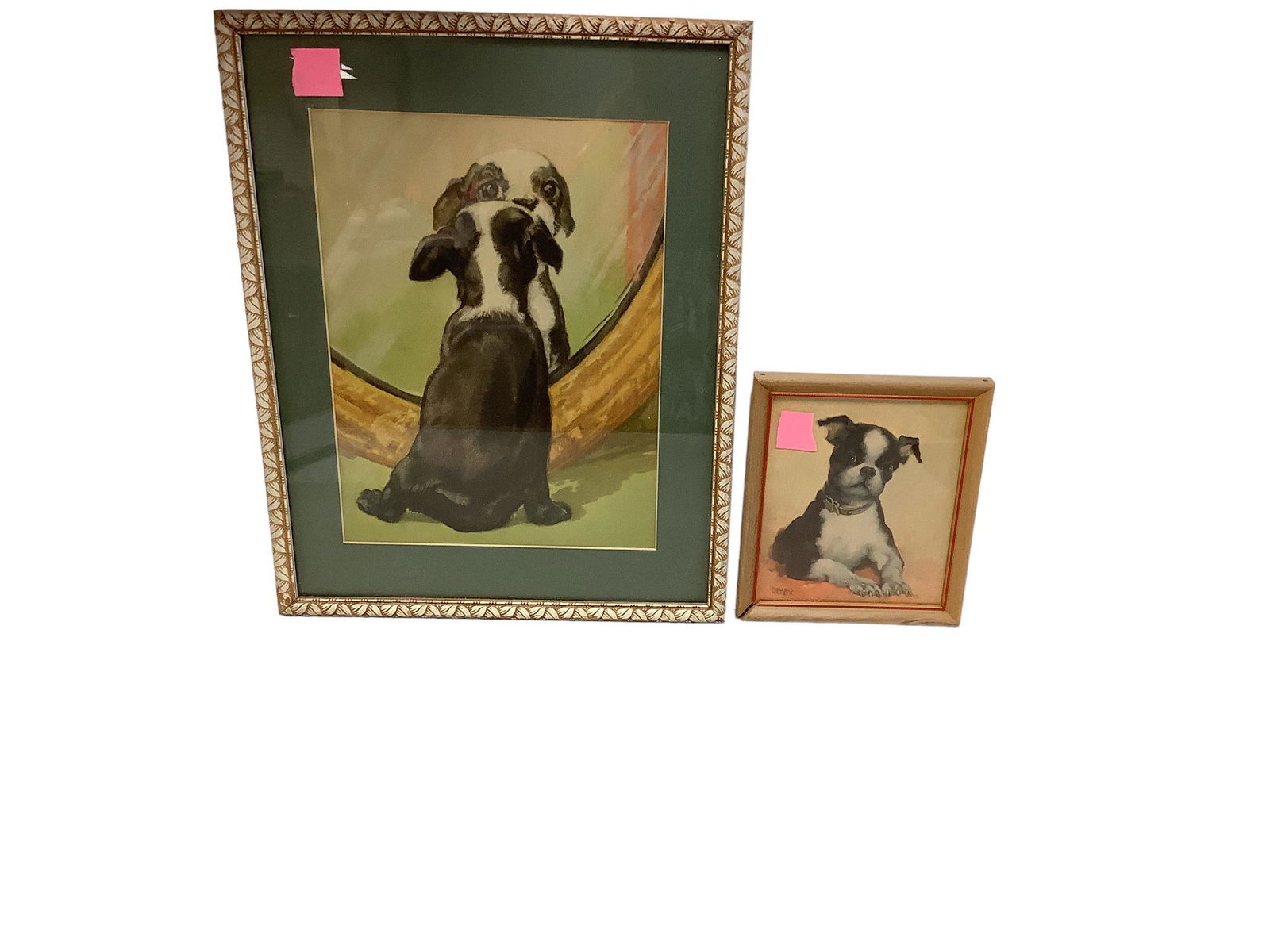 Lot of 2 prints including a Florence Kroger Boston terrier 5x7 and a Diana Thorne The Stranger print: Lot of 2 prints including a Florence Kroger Boston terrier 5x7 and a Diana Thorne The Stranger print 8x10.