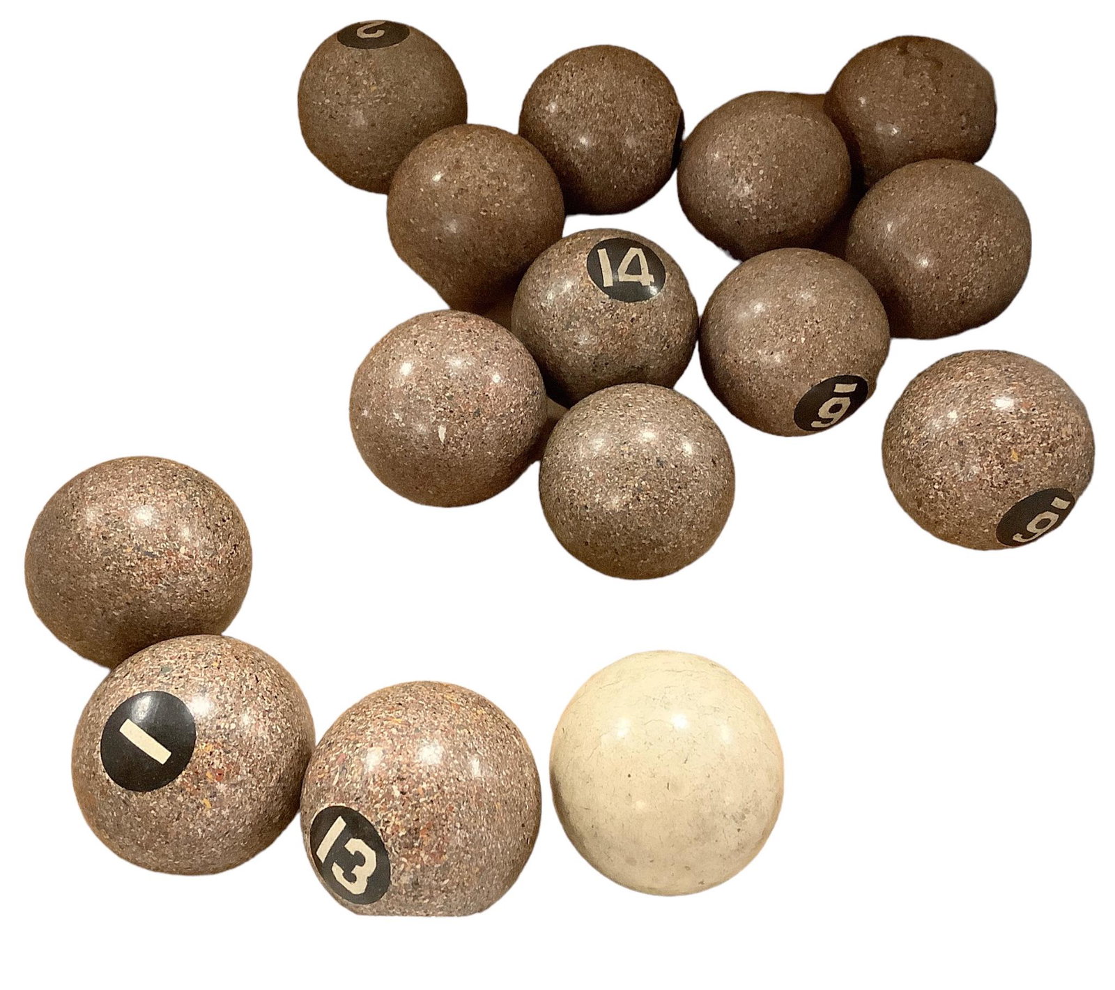 Lot of vintage billiard balls most likely made of granite, 1-3/4" Very neat lot. (1 of 2)