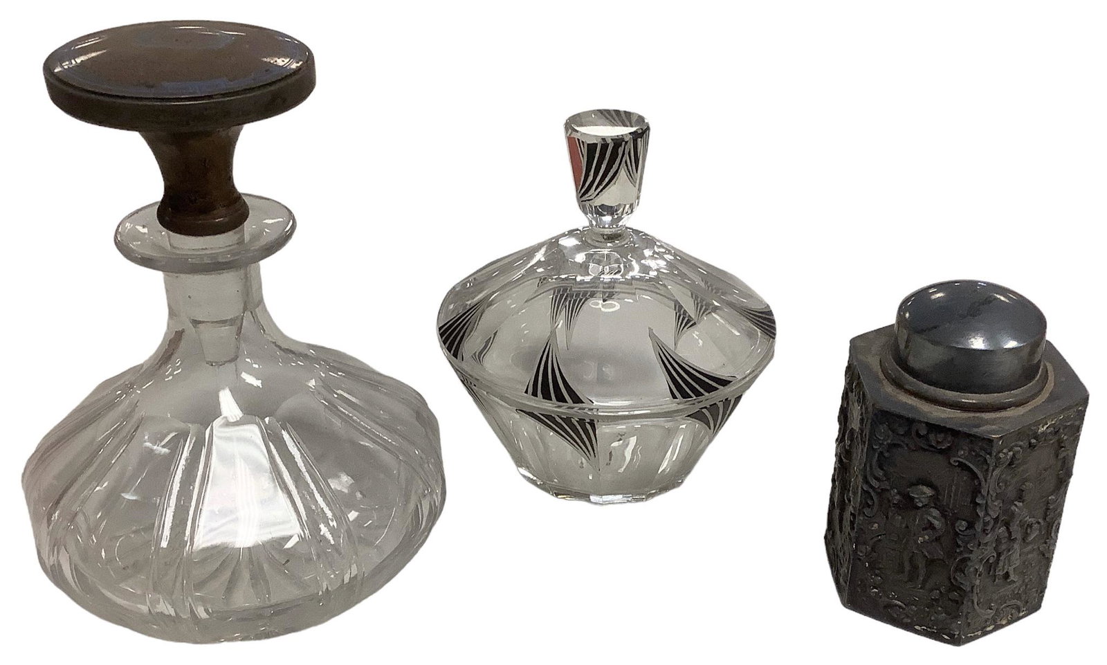 Lot of (3) glass & Pewter: Lot of (3) glass & Pewter
