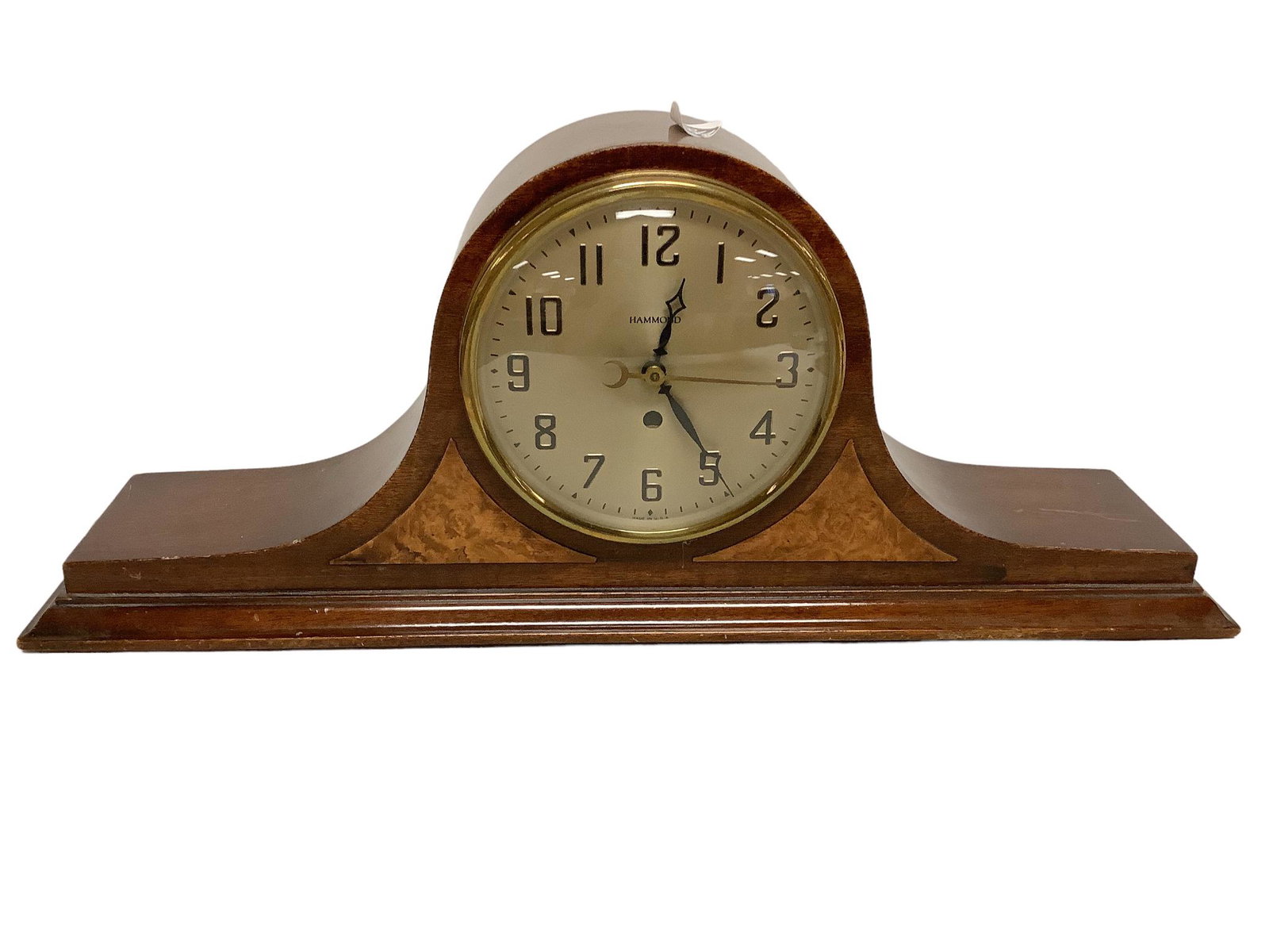 Vintage Hammond electric clock w/veneered wood @ 18” long and 7 1/4” tall, not checked (1 of 2)