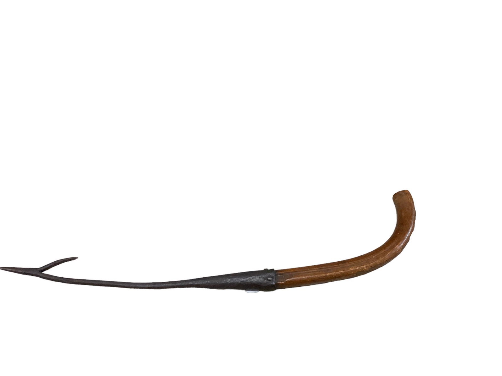 Antique Hay thief also hay hook with wooden handle and a single prong.30” long. (1 of 1)