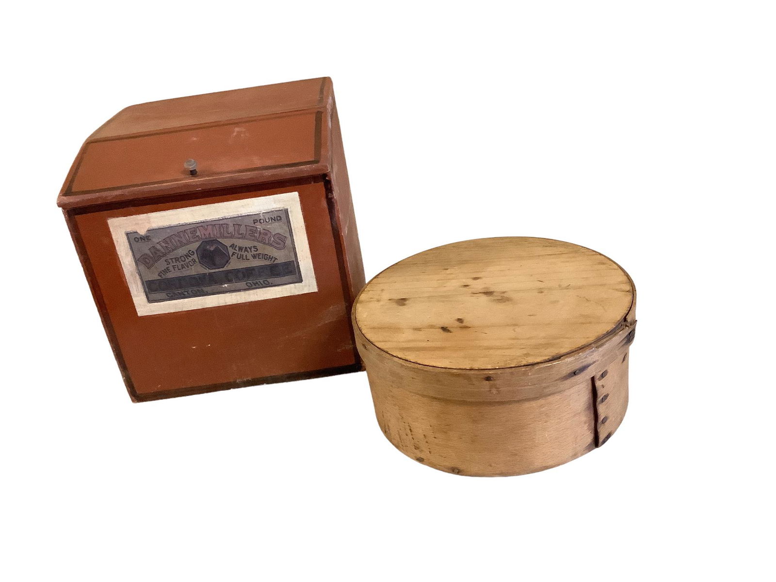 Wood pantry box 6 7/8 diameter.and counter top coffee can cover wood. (1 of 1)