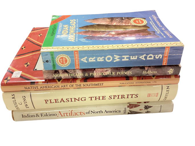 Lot of 5 books on arrowheads, Indian and Eskimo artifacts and Art of