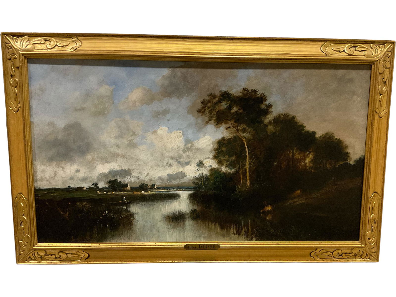 Jules DUPRÉ (1811-1889) oil on canvas water scene, 40” x 24”. Signed lower right. (1 of 19)