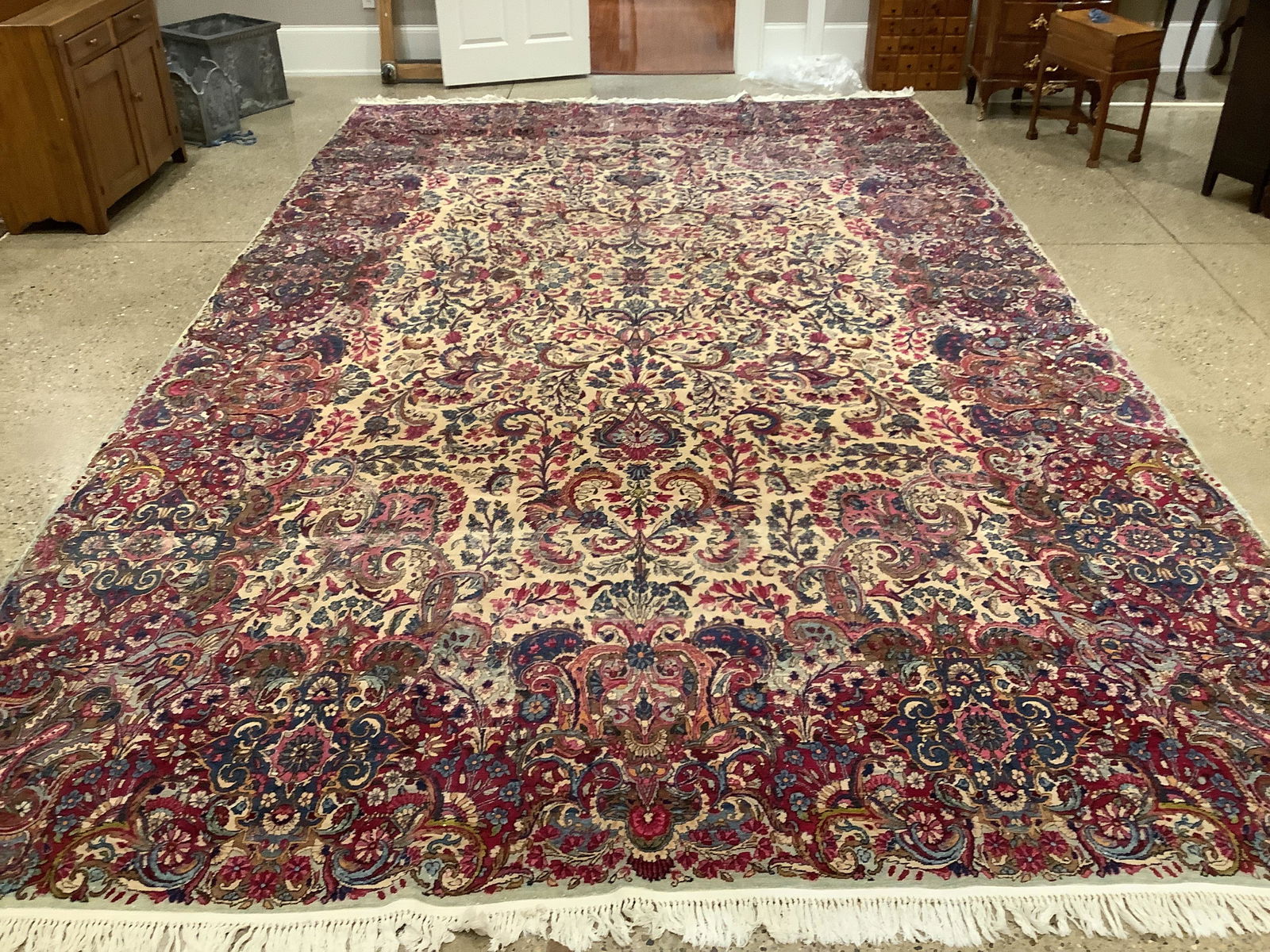 Semi antique Lavar Kirman rug, 10’9” x 18’. (1 of 6)