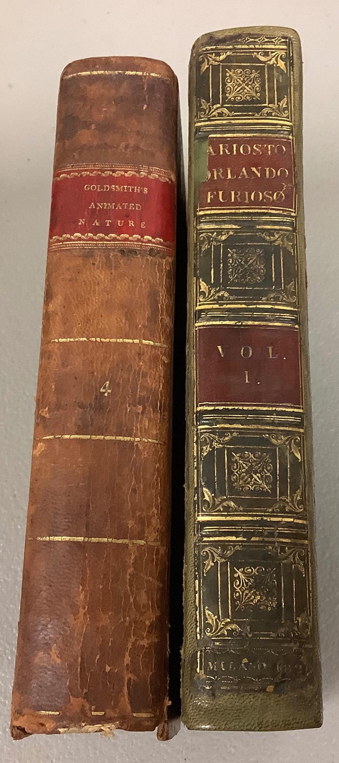Lot of (2). Orlando Furioso Di Lodovico Ariosto copyright 1821. History of the earth and animated (1 of 3)