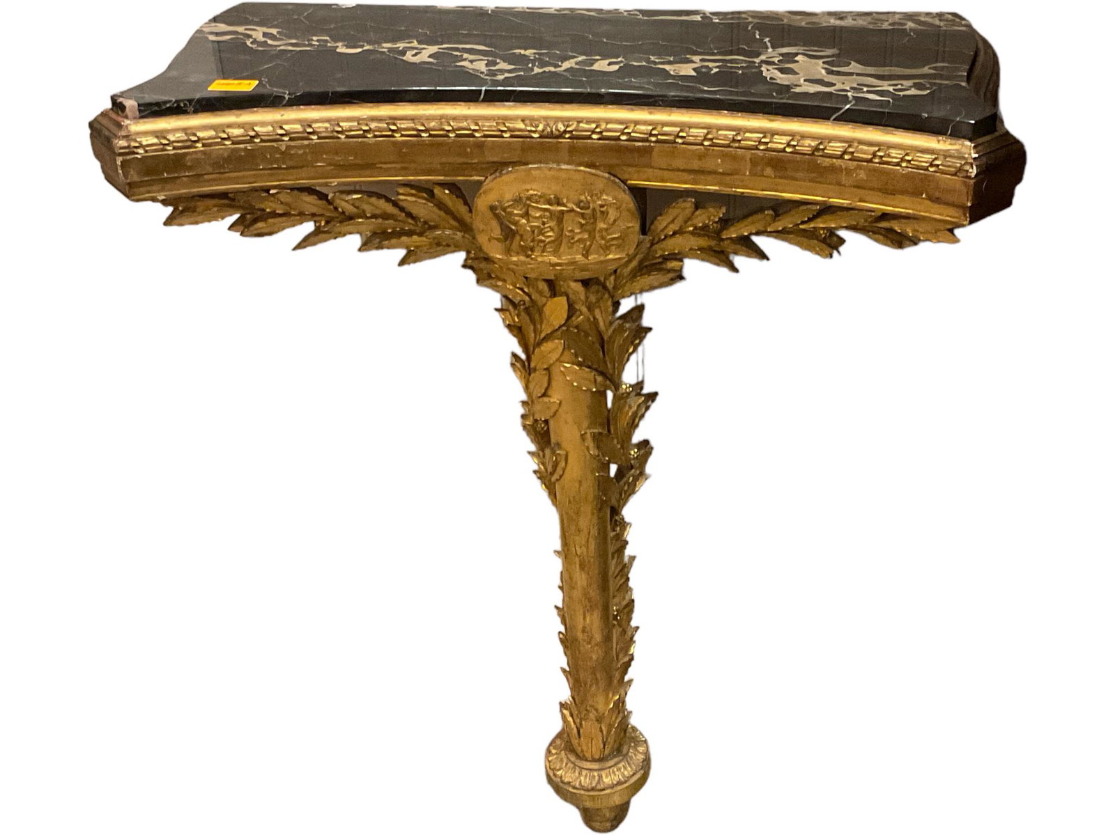 Carved wood gilted console table (possible George III) with black marble top, The top measures 30 (1 of 1)