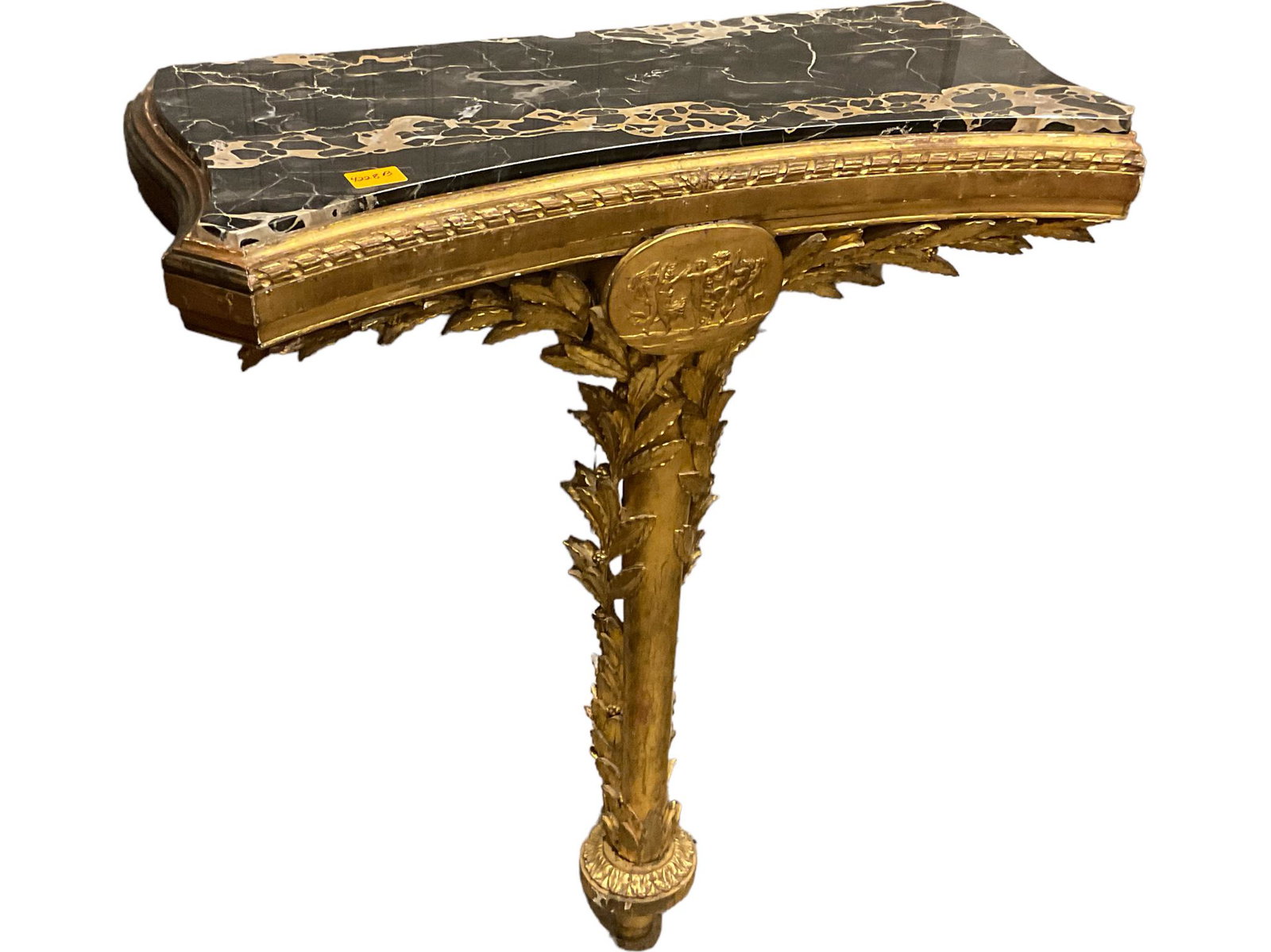 Carved wood gilted console table (possible George III) with black marble top, The top measures 30 (1 of 1)