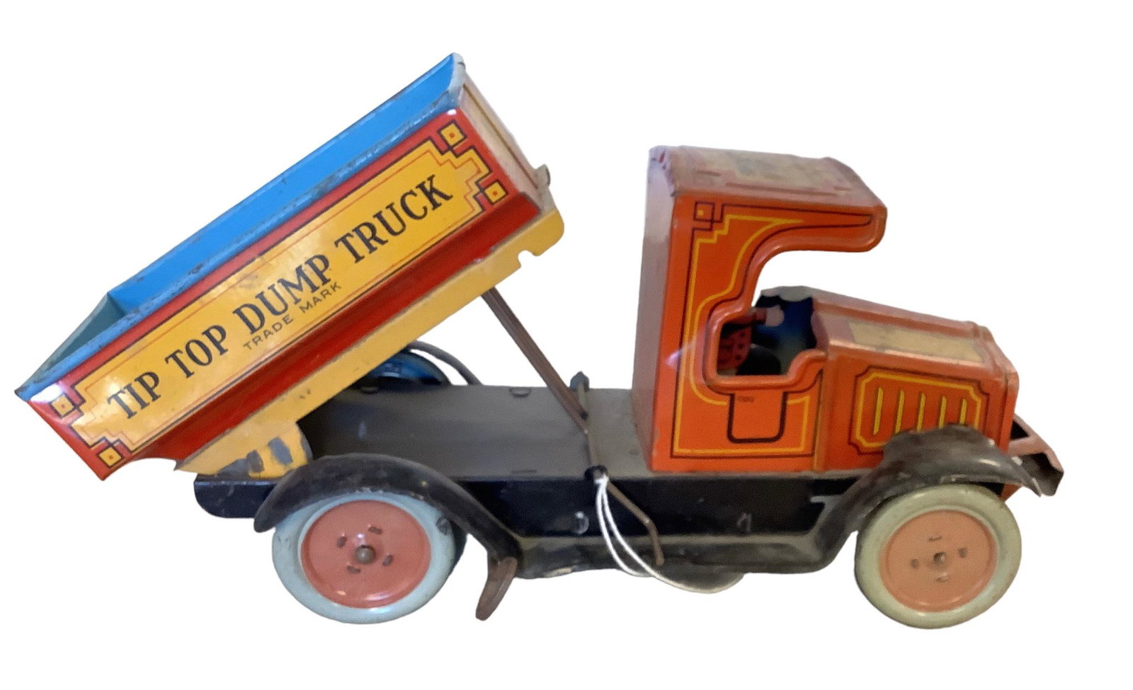 Antique TipTop tin wind-up dump truck by Strauss. Measures 10.5-inches long. Wind-up untested. Truck (1 of 5)