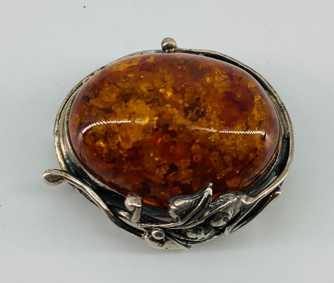 Fantastic Sterling Silver Amber Pin (1 of 4)