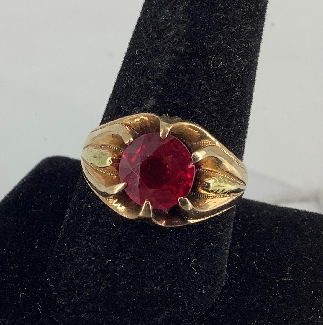 Antique 14kt Yellow Gold & Synthetic Ruby Ring (1 of 5)
