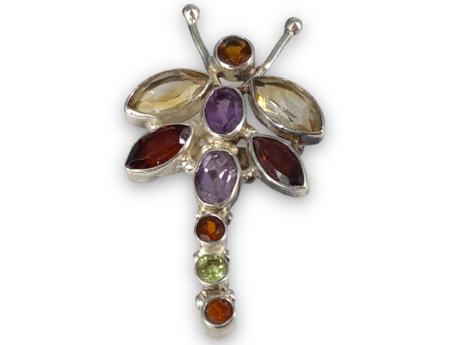 Sterling Silver Multi-Colored Gemstone Dragonfly Ring (1 of 4)