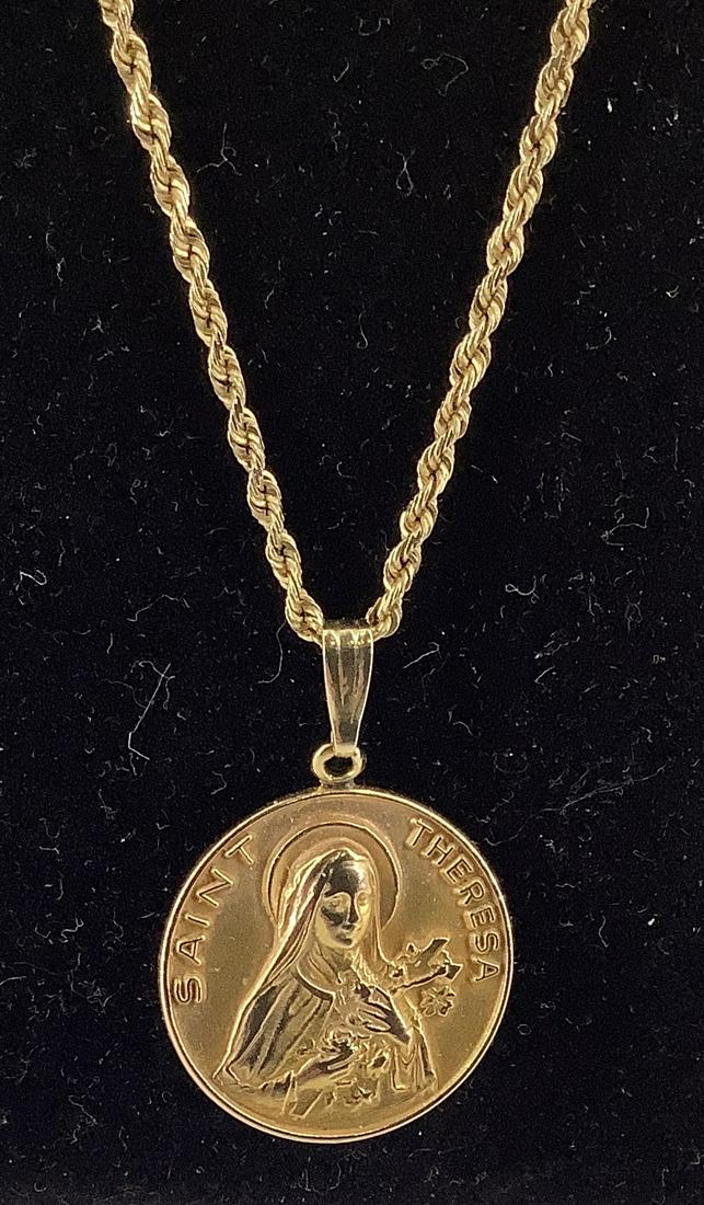 Gold Necklace with Gold Catholic Pendant (1 of 5)