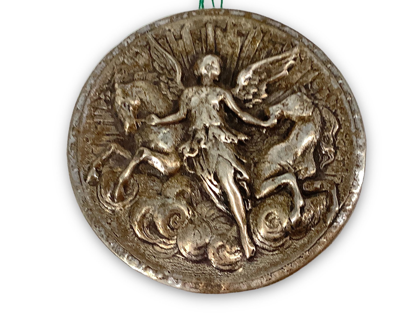 Sterling Silver Pin: Sterling Silver Pin Art Nouveau style with female depiction, stamped and tested sterling silver/925, 0.685 troy ounces total weight, measures 39.0mm in size. Semi-polished metal finish, unsigned.