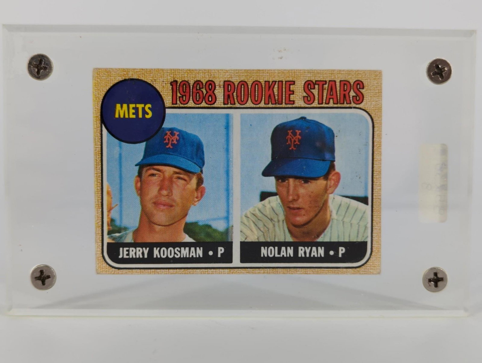 1968 Rookie Stars Baseball Card in Case: 1968 Rookie Stars Baseball Card in Case Mets - Jerry Koosman and Nolan Ryan Topps 177 card in case