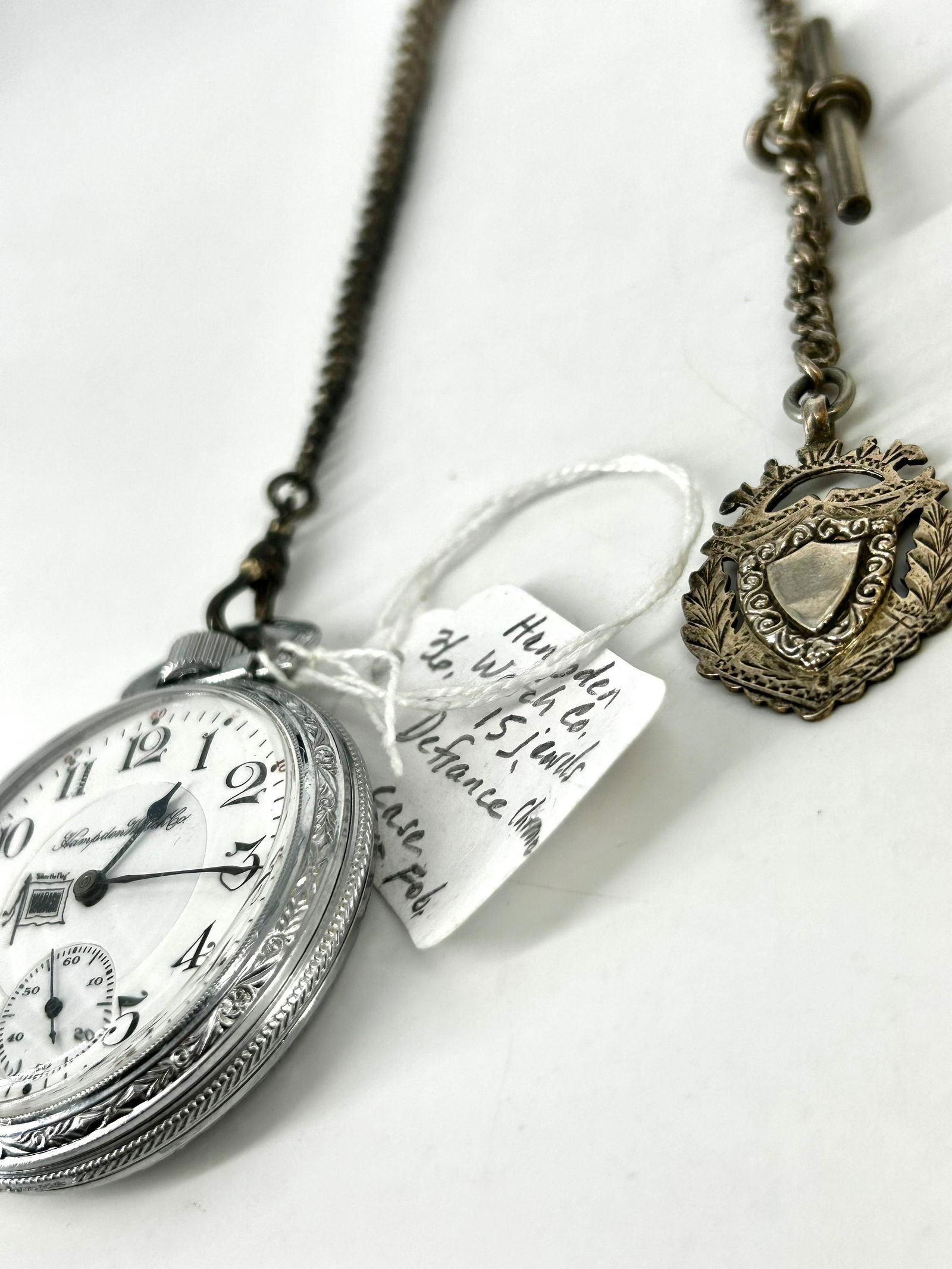 Hampden Pocket Watch - Wabash Railroad Company "Follow the Flag" Dial - on Chain with Fob (1 of 9)