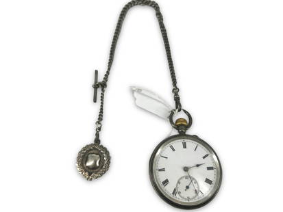 Thomas Armstrong & Brother English Made Antique Pocket Watch on Chain with Fob: Thomas Armstrong & Brother English Made Antique Pocket Watch on Chain with Fob Winds and runs at time of listing (can't be set). Movement numbered 519/156652, circa 1906, open face movement configurat