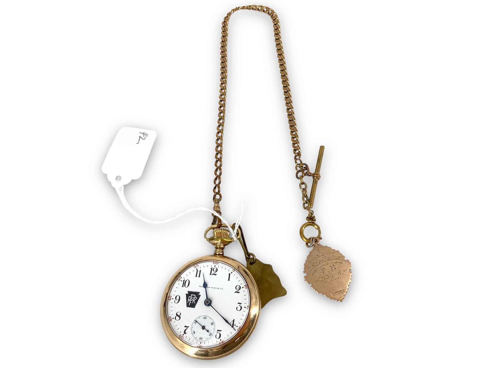 Illinois Pocket Watch - Pennsylvania Railroad Co. Dial - with Chain and Fob (1 of 7)